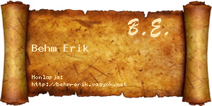 Behm Erik névjegykártya